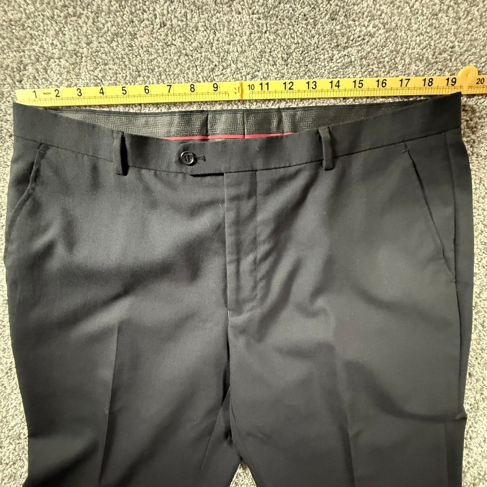 Renoir Mens 2-Piece Suit 100% Wool Black 2-Button Vented Blazer Pants 44R 38W - Picture 13 of 15